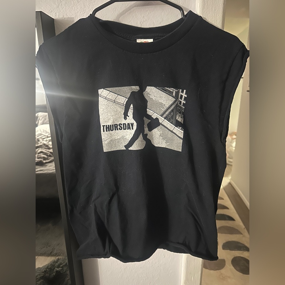 Thursday band shirt - 2003/2004 - cropped sleeves and hem - adult small